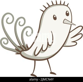 Illustration mignonne d'un petit oiseau sur fond blanc. Illustration vectorielle de style dessiné à la main. Illustration de Vecteur