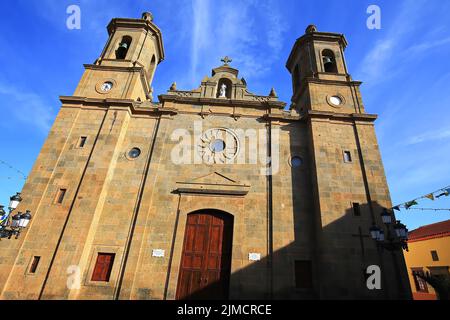 Centre ville hystorical d'Agueimes, ici l'église classiciste de San Sebastian. Las Palmas, Grande Canarie, Îles Canaries, Espagne Banque D'Images