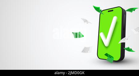 Smartphone avec coche à l'écran. Illustration vectorielle Illustration de Vecteur