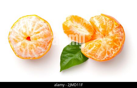 Mandarin Orange isolé sur fond blanc Banque D'Images