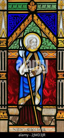 Saint Matthew, saint, vitrail, par Joseph Grant de Costessey c.1856, Wighton, Norfolk, Angleterre Banque D'Images