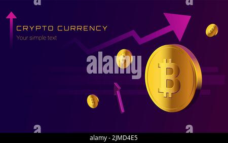 bitcoin crypto-monnaie sur fond violet avec des flèches Illustration de Vecteur