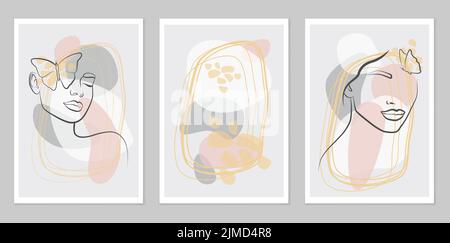 Collection d'affiches. Style minimaliste. Avec un style boho moderne. Cubisme. Composition de chiffres simples. Design pour dessin, logo, affiches, dans Illustration de Vecteur