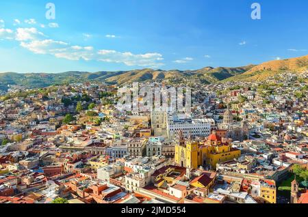 Vue panoramique sur la ville de Guanajuato, Mexique. Banque D'Images