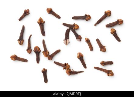 Clous de girofle séchés Spice isolés sur fond blanc Banque D'Images