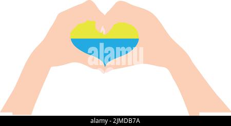 A digital vector illustration of hands forming a heart around a Ukrania flag Illustration de Vecteur
