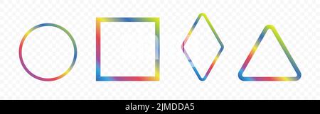 Illustration vectorielle de quatre formes géométriques différentes en couleurs arc-en-ciel Illustration de Vecteur