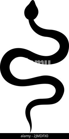 Silhouette de serpent noir. Symbole de reptiles toxiques tropicaux. Icône serpent toxique foncé. Crotales exotiques dangereuses Illustration de Vecteur