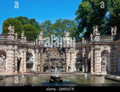 Fontaine bain de nymphes à Zwinger, Dresde Banque D'Images