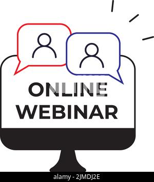 An online webinar icon-concept of internet web conference, distance education, online course, video lecture Illustration de Vecteur