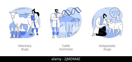 Médicaments pour le bétail isolé caricature vecteur illustrations se Illustration de Vecteur