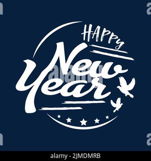 happy new year typography that can be used for icons, logos, templates, labels, and so on. Stock Vector