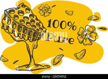 Produit au miel pur et biologique, produit sucré Illustration de Vecteur