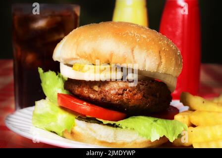 Repas du restaurant Burger and Fries Banque D'Images