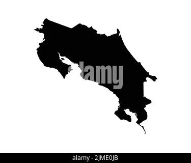 Carte du Costa Rica. Carte de pays du Costa Rica. Noir et blanc National Outline Géographie frontière Boundary Shape territoire EPS Vector Illustration Clipart Illustration de Vecteur