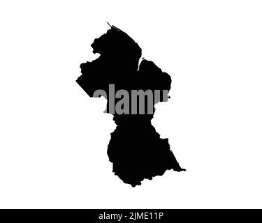 Carte du Guyana. Carte du pays guyanien. Black and White National Nation Outline Geography Border Boundary Shape Territory Vector Illustration EPS Clipart Illustration de Vecteur