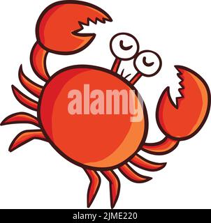 Illustration vectorielle d'un crabe rouge avec les yeux fermés sur un fond blanc Illustration de Vecteur