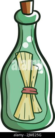 Vecteur d'une lettre dans une bouteille en verre avec un fond blanc Illustration de Vecteur