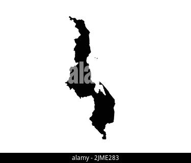 Carte du Malawi. Carte du pays de Malawian. Black and White National Nation Outline Geography Border Boundary Shape Territory Vector Illustration EPS Clipart Illustration de Vecteur