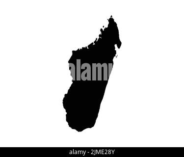 Carte de Madagascar. Carte de pays malgache. Black and White National Nation Outline Geography Border Boundary Shape Territory Vector Illustration EPS Clipar Illustration de Vecteur