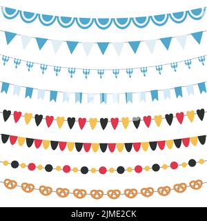 Série de drapeaux de l'Oktoberfest, banderoles, guirlande. Illustration de Vecteur