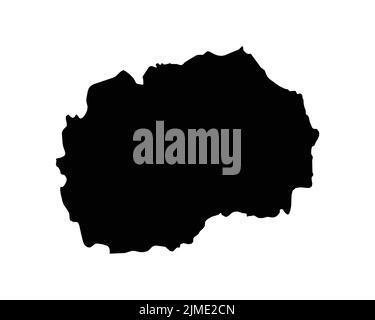 Carte du Nord de la Macédoine. Carte du pays de Macédoine du Nord. Nation nationale noire et blanche Géographie esquisse frontière frontière territoire Shape Vector Ilustreti Illustration de Vecteur