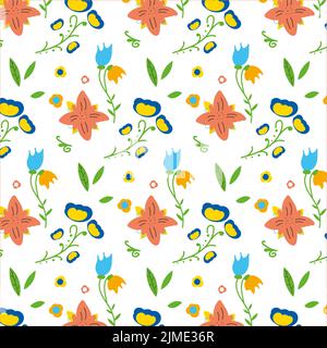 Motif fleuri et plantes sans couture abstrait fond dessiné à la main dans un style vintage pour des imprimés textiles ou saturés vintage. Motif vectoriel abstrait en forme de doodle dessiné à la main. Illustration vectorielle Illustration de Vecteur