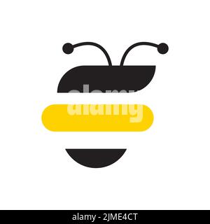 simple jaune miel abeille logo vectoriel sans icône Illustration de Vecteur