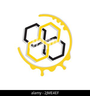 simple jaune miel abeille logo vectoriel sans icône Illustration de Vecteur