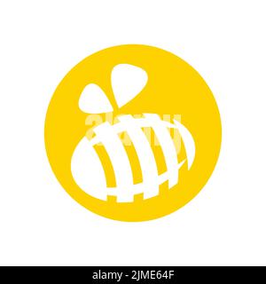 simple jaune miel abeille logo vectoriel sans icône Illustration de Vecteur