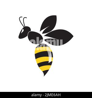 simple jaune miel abeille logo vectoriel sans icône Illustration de Vecteur