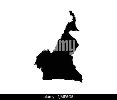 Carte du Cameroun. Carte du pays camerounais. Noir et blanc National Outline Géographie frontière Boundary Shape territoire EPS Vector Illustration Clipart Illustration de Vecteur