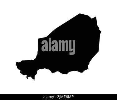 Carte du Niger. Carte du pays nigérien. Black and White National Nation Outline Geography Border Boundary Shape Territory Vector Illustration EPS Clipart Illustration de Vecteur