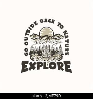 A vector illustration of the mountain adventure and outdoor vintage logo template Illustration de Vecteur