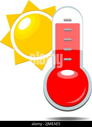 Temps chaud, température anormalement élevée du réchauffement climatique sur la planète. Vecteur sur fond transparent Illustration de Vecteur