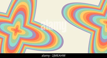 Fond beige décoratif vectoriel avec formes abstraites colorées de l'arc-en-ciel. Modèle géométrique ethnique créatif. Toile de fond horizontale tendance avec copie Illustration de Vecteur