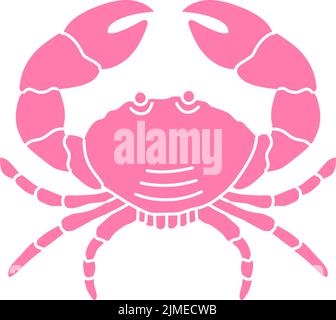Silhouette de crabe. Illustration du crabe avec de grandes griffes dessinées à la main. Icône d'animal marin Illustration de Vecteur