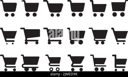 A vector illustration of shopping cart icons set isolated on white background Illustration de Vecteur