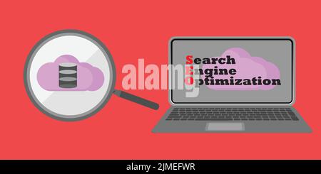 Amélioration du classement sur le moteur de recherche, le trafic de Search Engine, le test de référencement de site Web, la conception plate illustration de bannière vectorielle conceptuelle Illustration de Vecteur