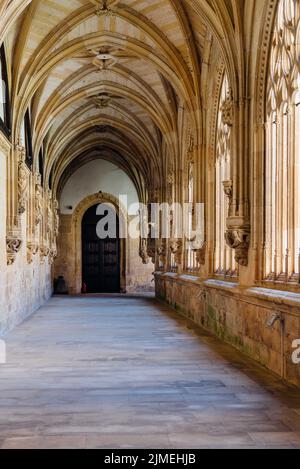 Ona, Espagne - 5 août 2020 : monastère bénédictin de San Salvador de Oña à Burgos. Cloître gothique Banque D'Images