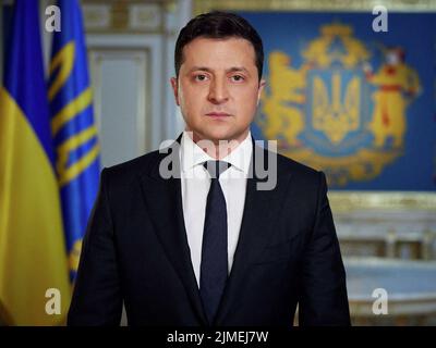 Kiev, Ukraine 16, juin 2022 Volodymyr Zelenskyy a tenu une réunion à Kiev avec les dirigeants de l'Allemagne, de la France, de la Roumanie et de l'Italie Banque D'Images