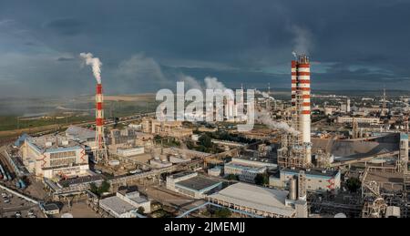 L'usine de raffinerie de pétrole et de gaz Banque D'Images