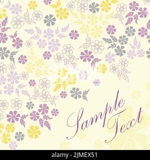 Bouquets jaune lilas sur fond de motif de bordure de cadre d'angle à vecteur de lumière Illustration de Vecteur