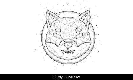 Illustration vectorielle polygonale Golden Shiba inu sur fond blanc.Conception à faible teneur en poly de crypto-monnaie Banque D'Images