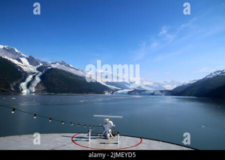 Alaska, Smith Glacier à gauche et Harvard Glacier dans College Fjord Banque D'Images