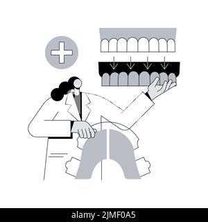 Illustration vectorielle abstraite de concept de plaque dentaire.Plaque dentaire unique, soins dentaires, prothèse complète et partielle, remplacement des dents manquantes, métaphore abstraite de l'appareil orthodontique. Illustration de Vecteur