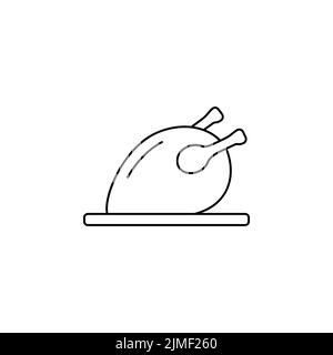 Symbole de la ligne de poulet du gril. Poulet grillé noir contour simple image isolée. Logo carcasse de poulet cuite. Élément Web de nourriture de viande Illustration de Vecteur