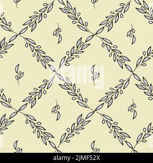 Branche d'olive dans des tons pastel verts, motif sans couture Illustration de Vecteur
