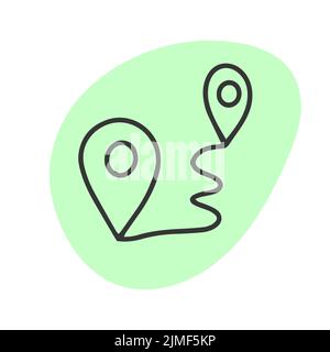 Pointeur de carte avec icône en style Doodle Illustration de Vecteur