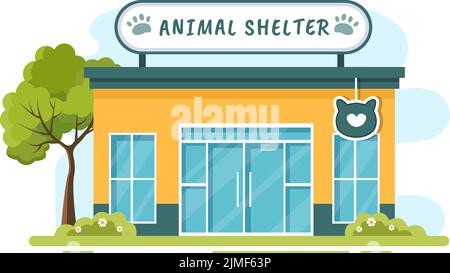 Dessin-modèle de maison d'abri pour animaux Illustration contenant des animaux pour adoption dans un dessin à la main Illustration de Vecteur